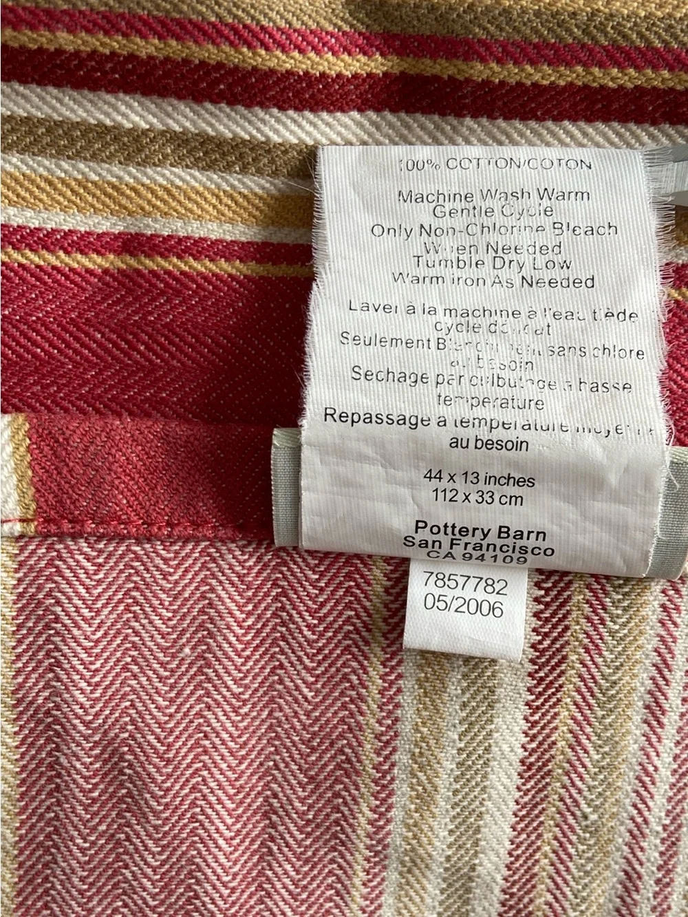Pottery Barn Hudson Stripe Cafe 3 Curtains And 2 Valances Set Red Tan Cream